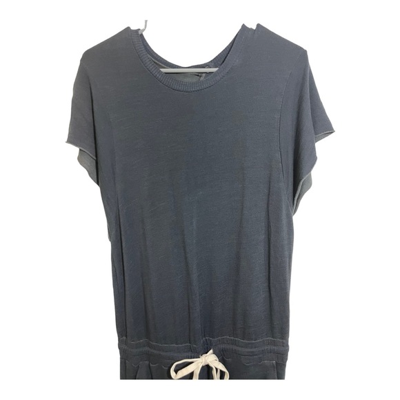 Monrow short sleeve drawstring waist jogger cuff jumpsuit dark grey size medium - Picture 5 of 11